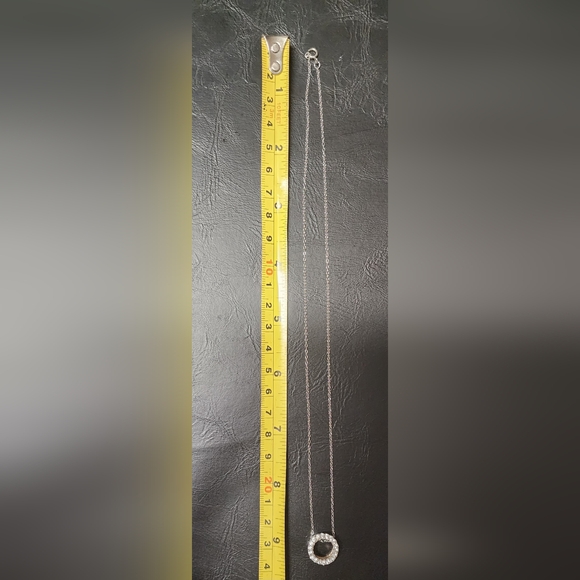 925 STERLING SILVER HALO CIRCLE O PENDANT NECKLACE - Picture 9 of 11